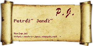 Petró Jenő névjegykártya