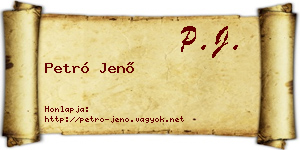 Petró Jenő névjegykártya