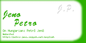 jeno petro business card