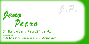 jeno petro business card